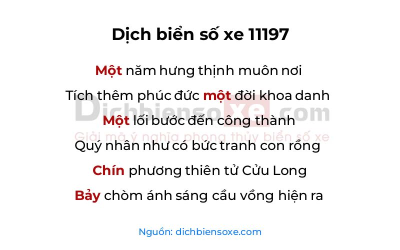 Dịch thơ biển số 11197