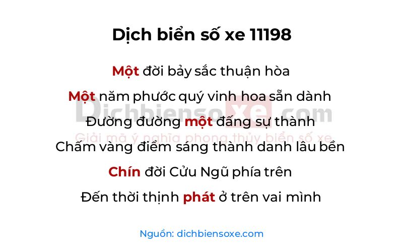Dịch thơ biển số 11198