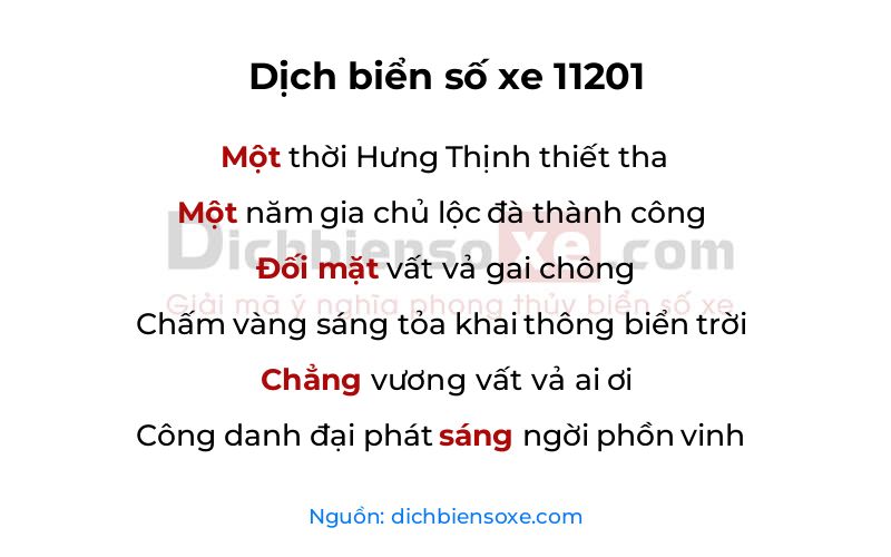 Dịch thơ biển số 11201