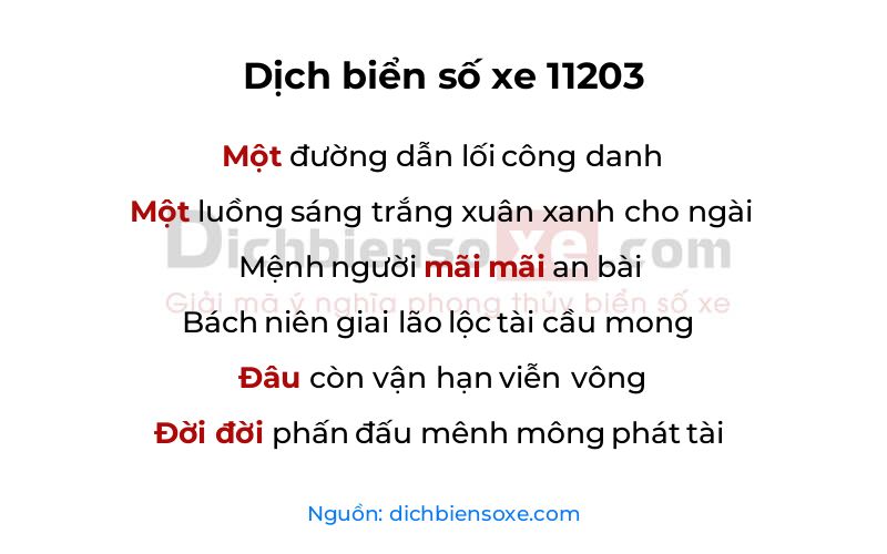 Dịch thơ biển số 11203