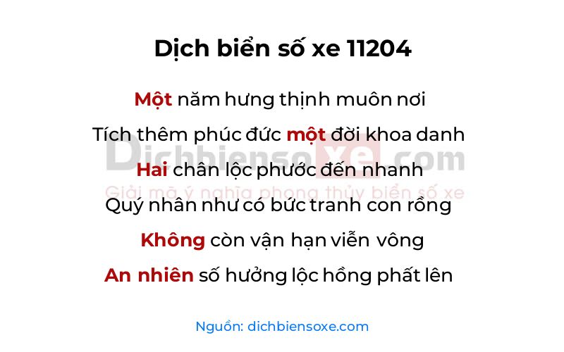 Dịch thơ biển số 11204