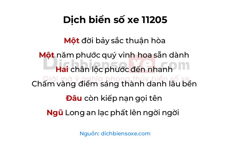 Dịch thơ biển số 11205