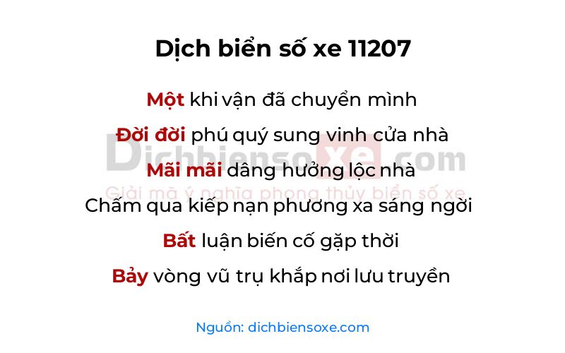Dịch thơ biển số 11207