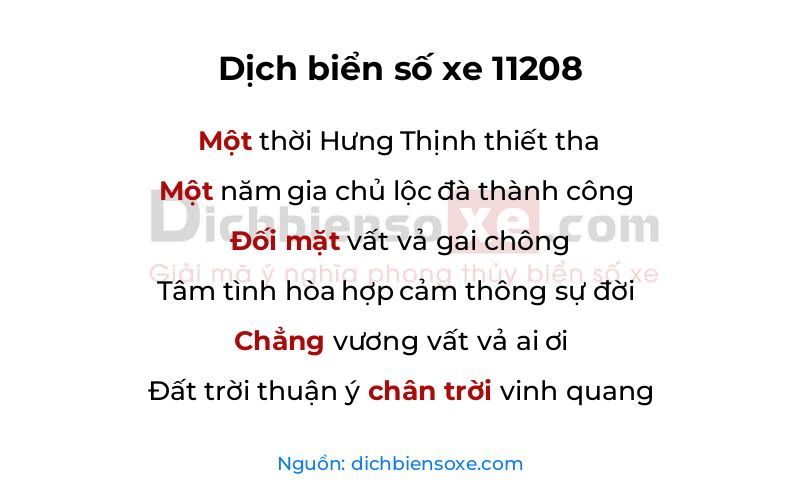 Dịch thơ biển số 11208