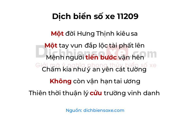 Dịch thơ biển số 11209