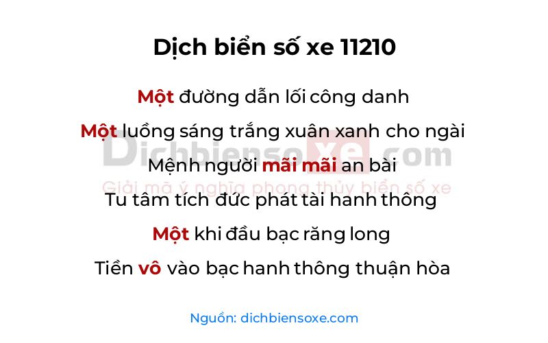 Dịch thơ biển số 11210