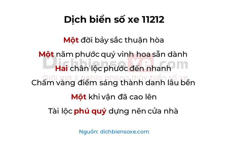 Dịch thơ biển số 11212