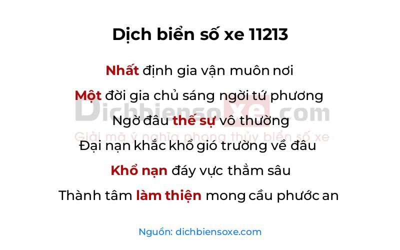 Dịch thơ biển số 11213