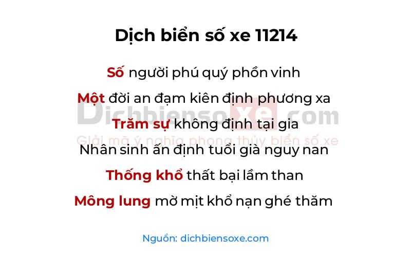 Dịch thơ biển số 11214