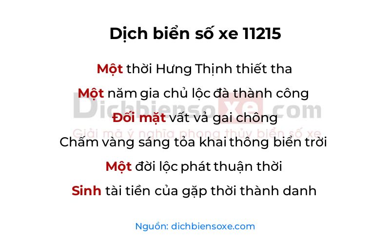 Dịch thơ biển số 11215