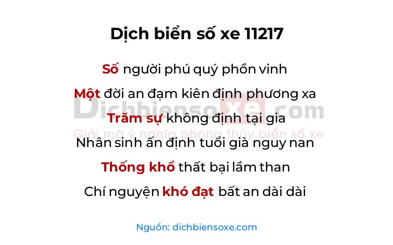 Dịch thơ biển số 11217