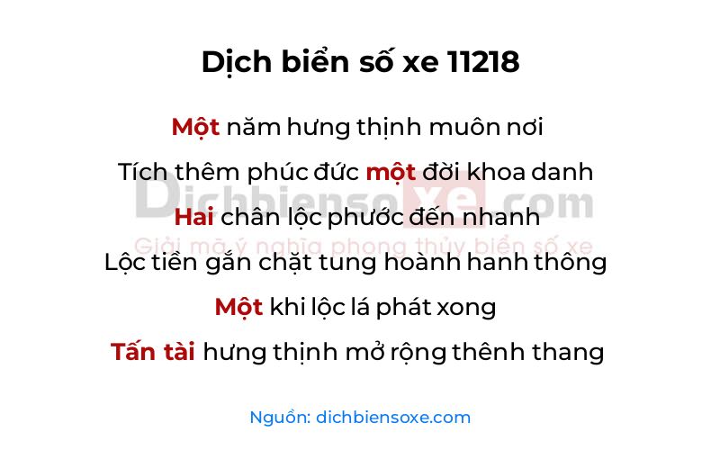 Dịch thơ biển số 11218