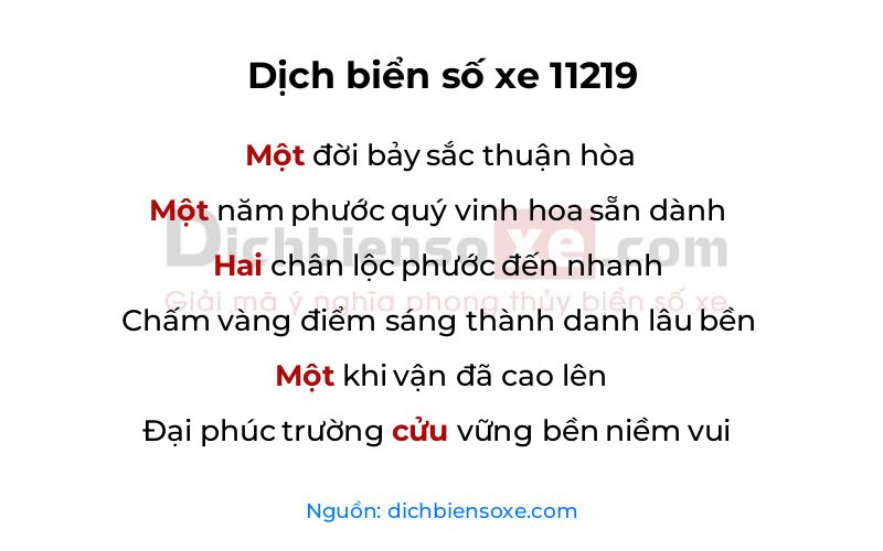 Dịch thơ biển số 11219