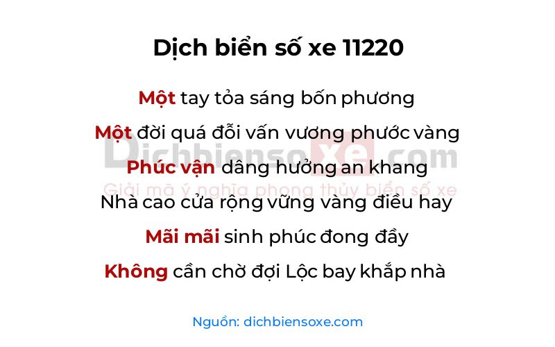 Dịch thơ biển số 11220