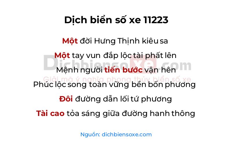 Dịch thơ biển số 11223