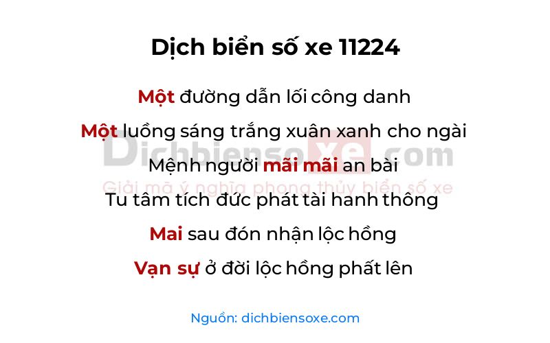 Dịch thơ biển số 11224