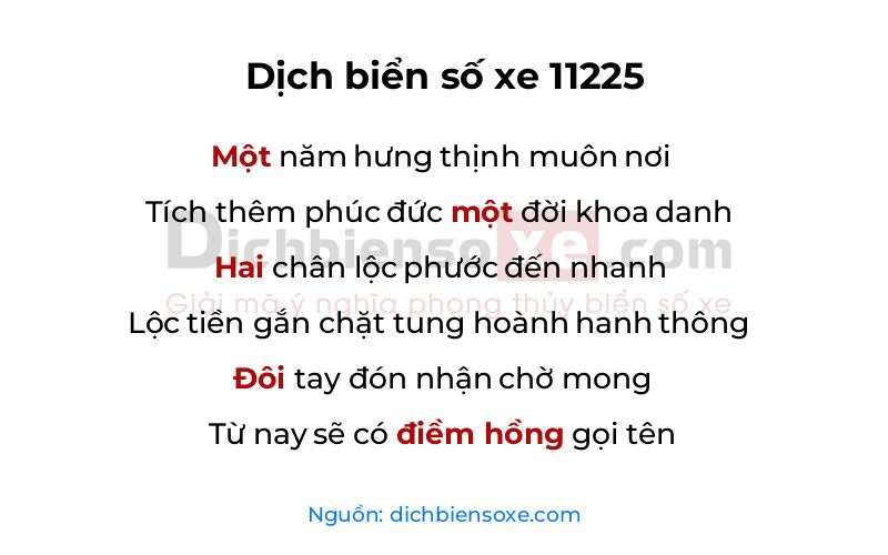 Dịch thơ biển số 11225