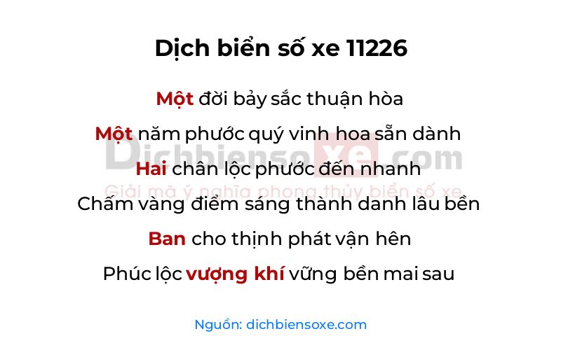 Dịch thơ biển số 11226