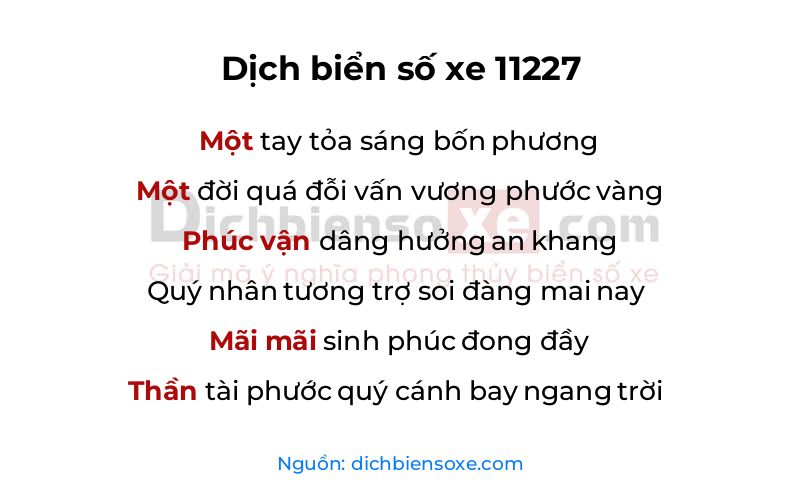 Dịch thơ biển số 11227