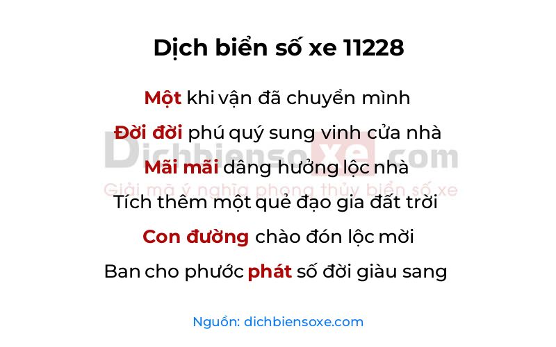 Dịch thơ biển số 11228
