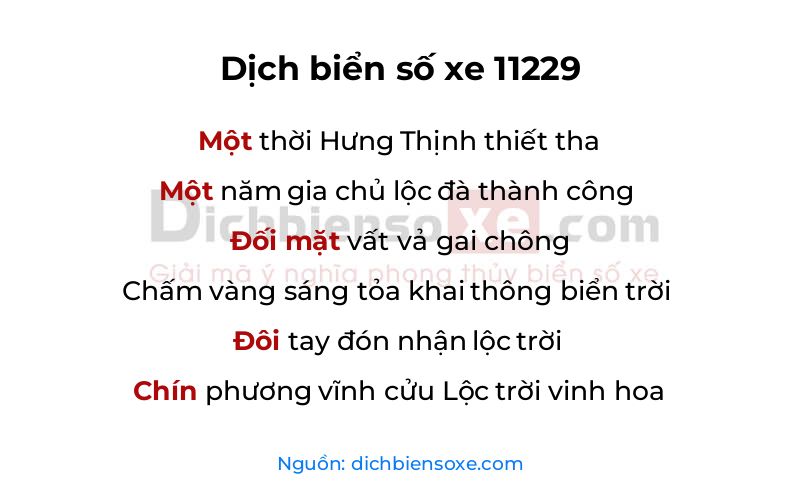 Dịch thơ biển số 11229