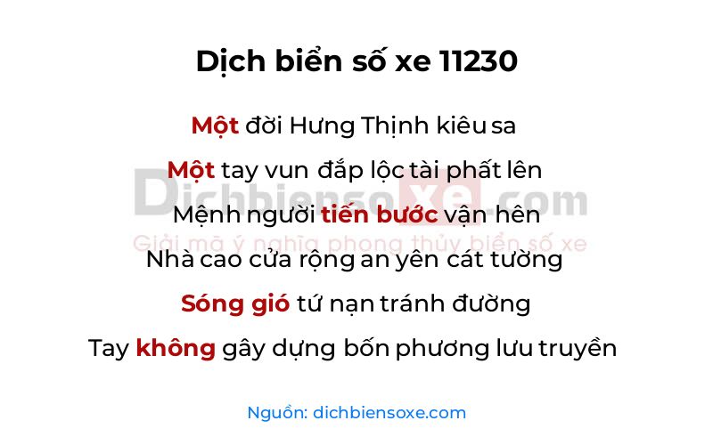 Dịch thơ biển số 11230
