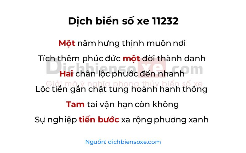 Dịch thơ biển số 11232