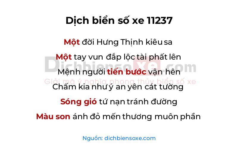 Dịch thơ biển số 11237