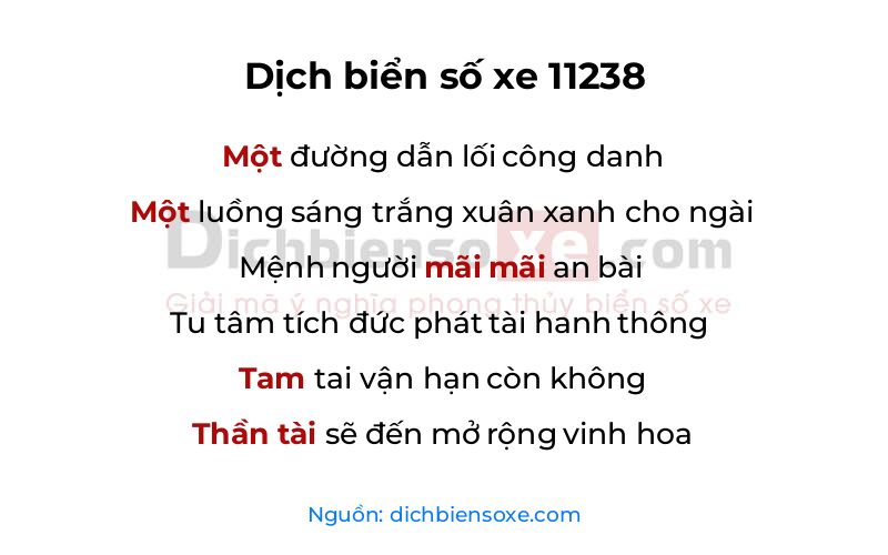 Dịch thơ biển số 11238