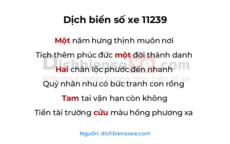 Dịch thơ biển số 11239