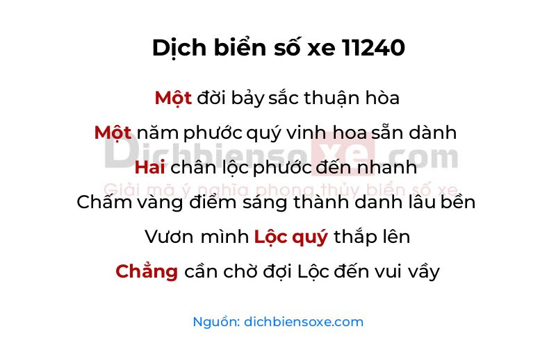 Dịch thơ biển số 11240