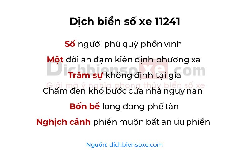 Dịch thơ biển số 11241