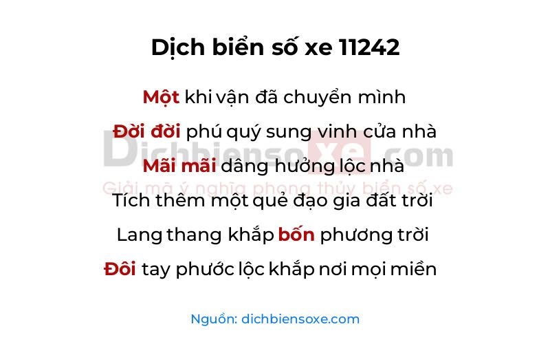 Dịch thơ biển số 11242