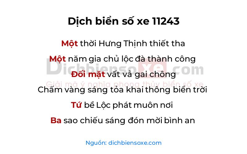 Dịch thơ biển số 11243