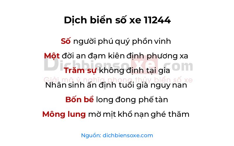Dịch thơ biển số 11244