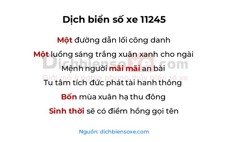 Dịch thơ biển số 11245