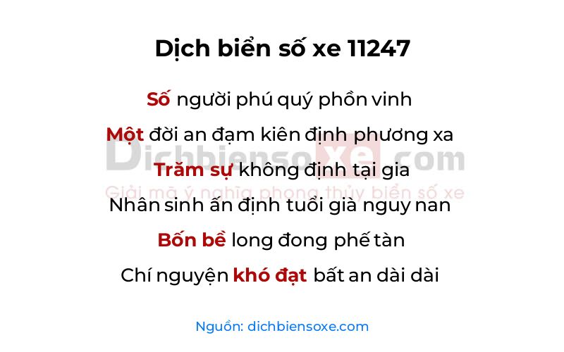 Dịch thơ biển số 11247