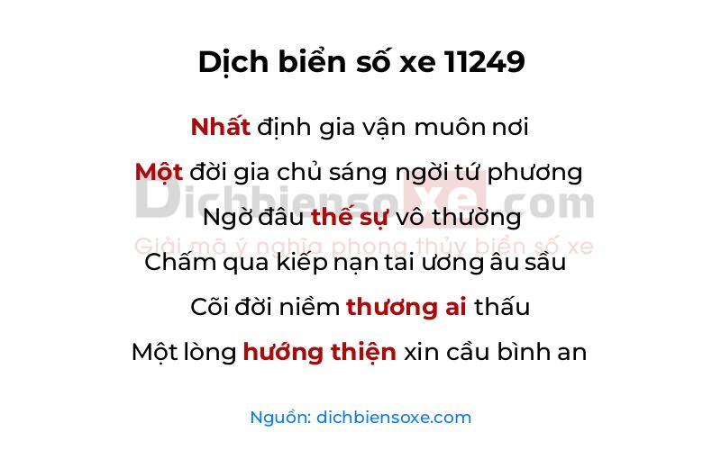 Dịch thơ biển số 11249