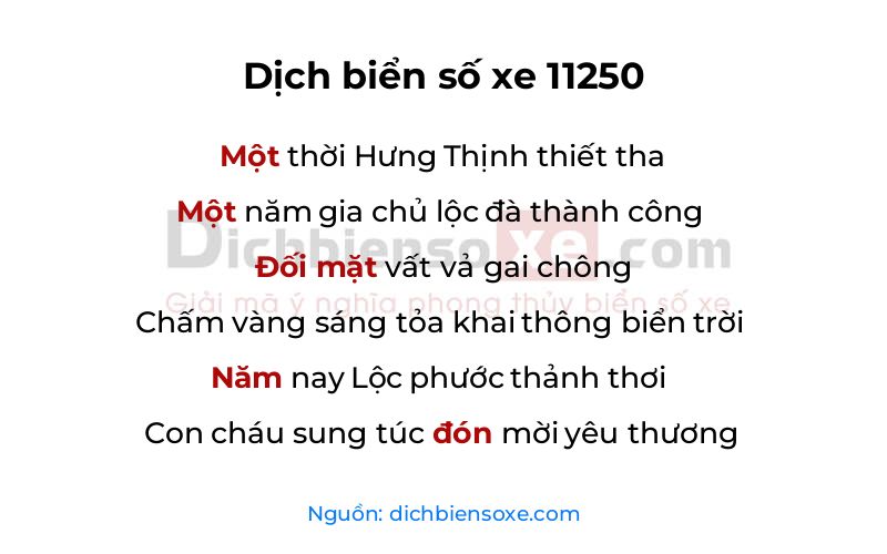 Dịch thơ biển số 11250