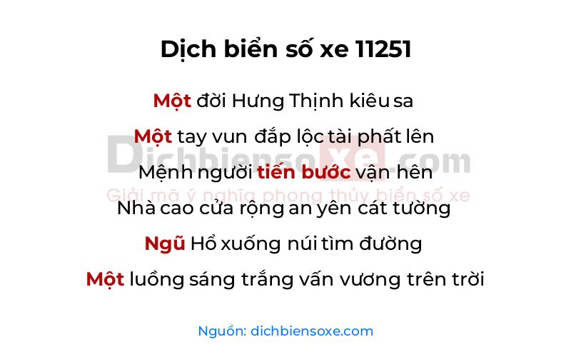 Dịch thơ biển số 11251