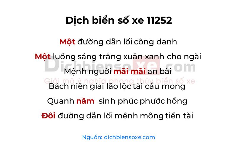 Dịch thơ biển số 11252