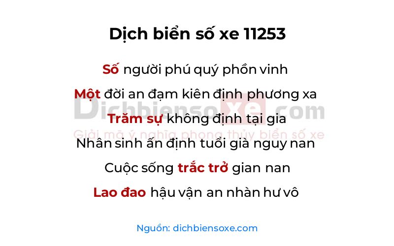 Dịch thơ biển số 11253
