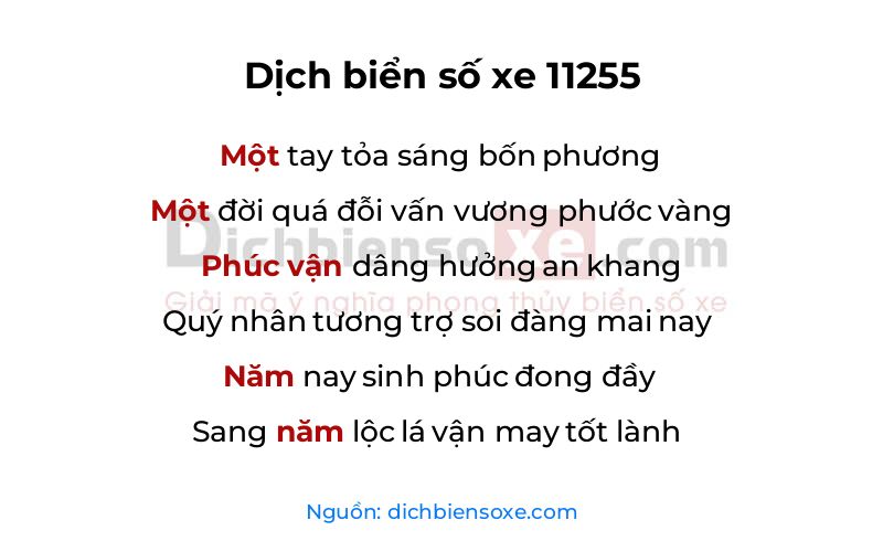 Dịch thơ biển số 11255