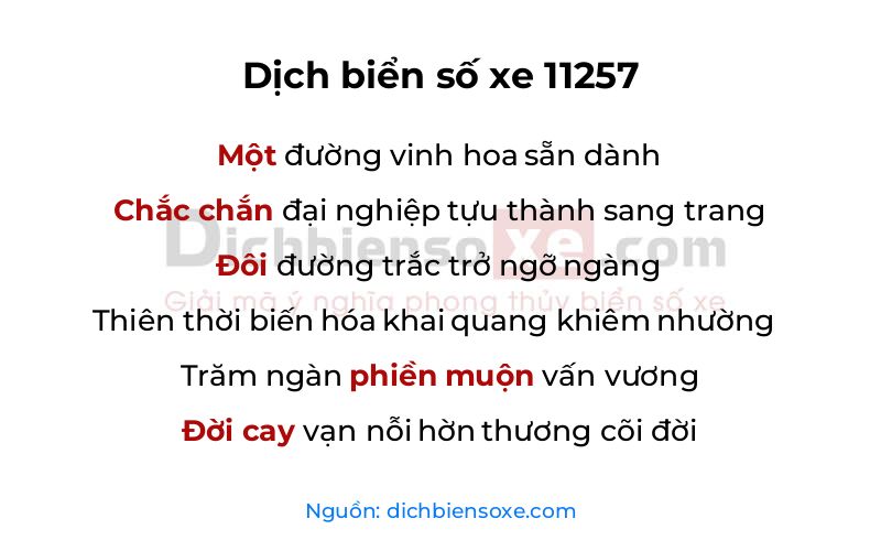 Dịch thơ biển số 11257