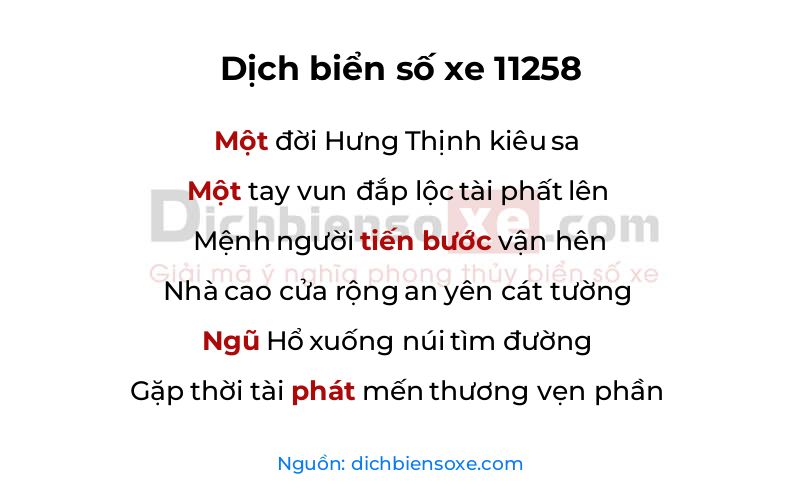 Dịch thơ biển số 11258