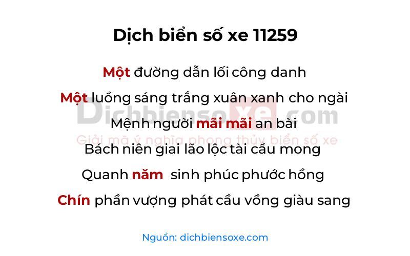 Dịch thơ biển số 11259