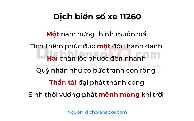 Dịch thơ biển số 11260