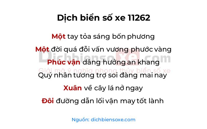 Dịch thơ biển số 11262