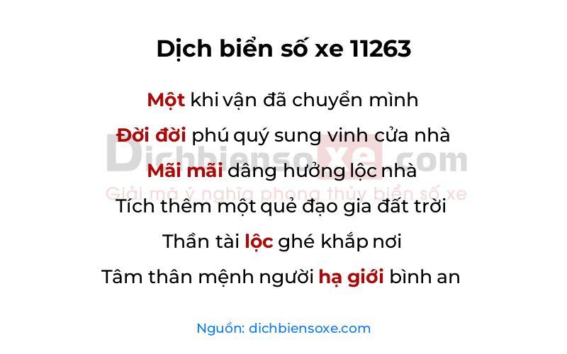Dịch thơ biển số 11263