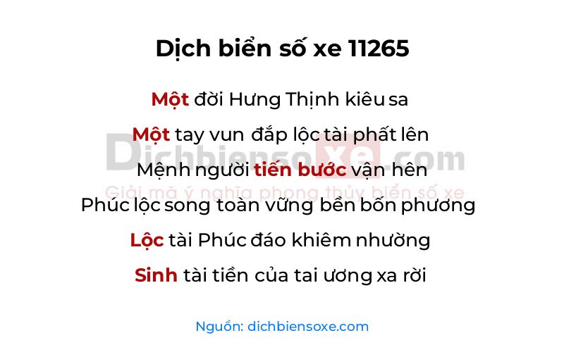 Dịch thơ biển số 11265